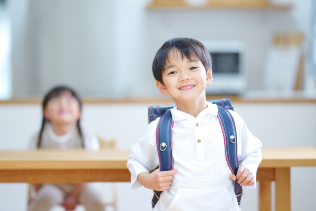 登校前の男の子